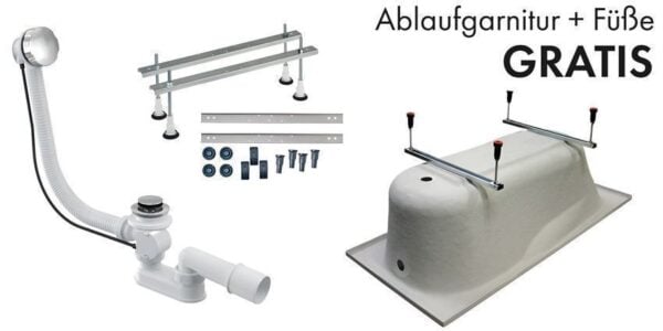 Eckbadewanne AVITA 170x75 cm links mit Acrylschürze, Ablauf & Füße gratis - Image 8